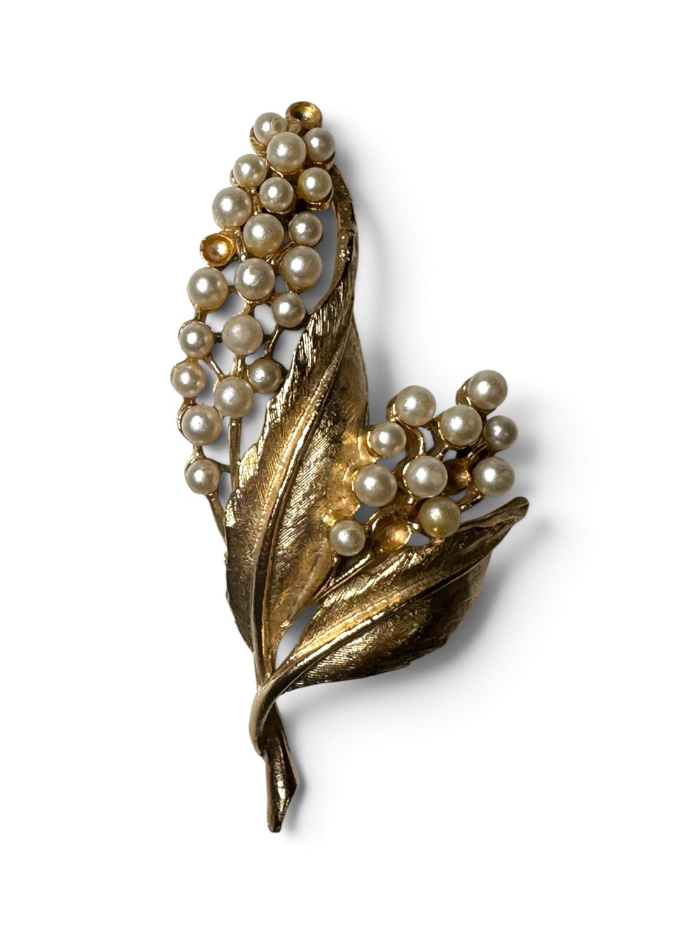 Vintage Coro Faux Pearl Lily of the Valley Brooch